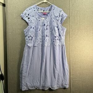 Isaac Mizrahi LIVE! Regular Always Isaac Chiffon Dress With Lace Purple Plus 18